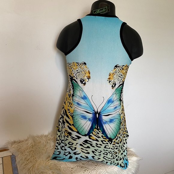 Jade Butterfly & Tiger Print Cover Up Dress - Picture 3 of 7